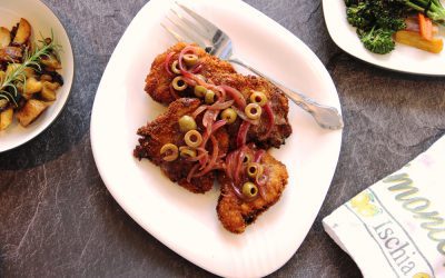 Pork Cutlet with Fig, Onions, and Olive Sauce
